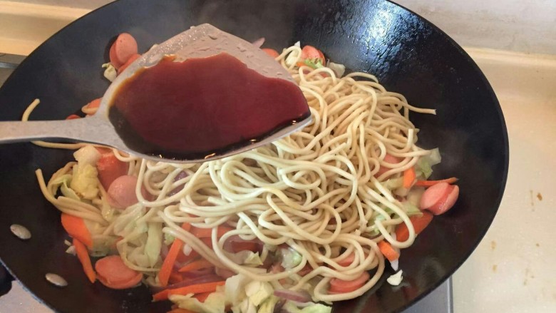 Cabbage Sausage Fried Noodles