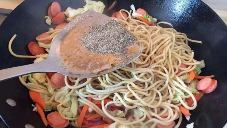 Cabbage Sausage Fried Noodles