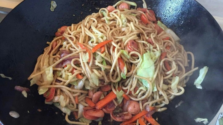 Cabbage Sausage Fried Noodles