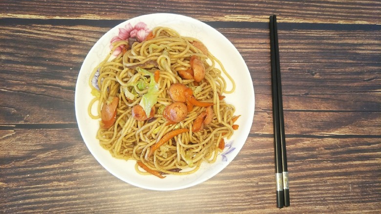 Cabbage Sausage Fried Noodles