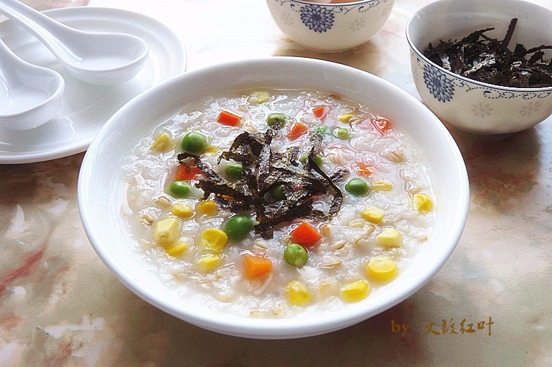 Scallop vegetable and multi-grain porridge