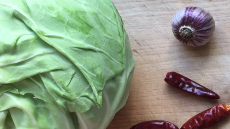 Hand-shredded cabbage