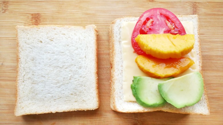 Delicious breakfast traffic light sandwich