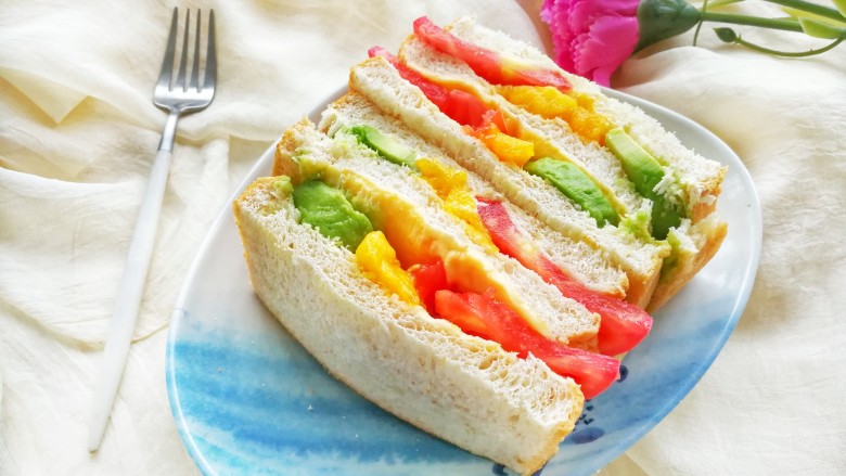 Delicious breakfast traffic light sandwich