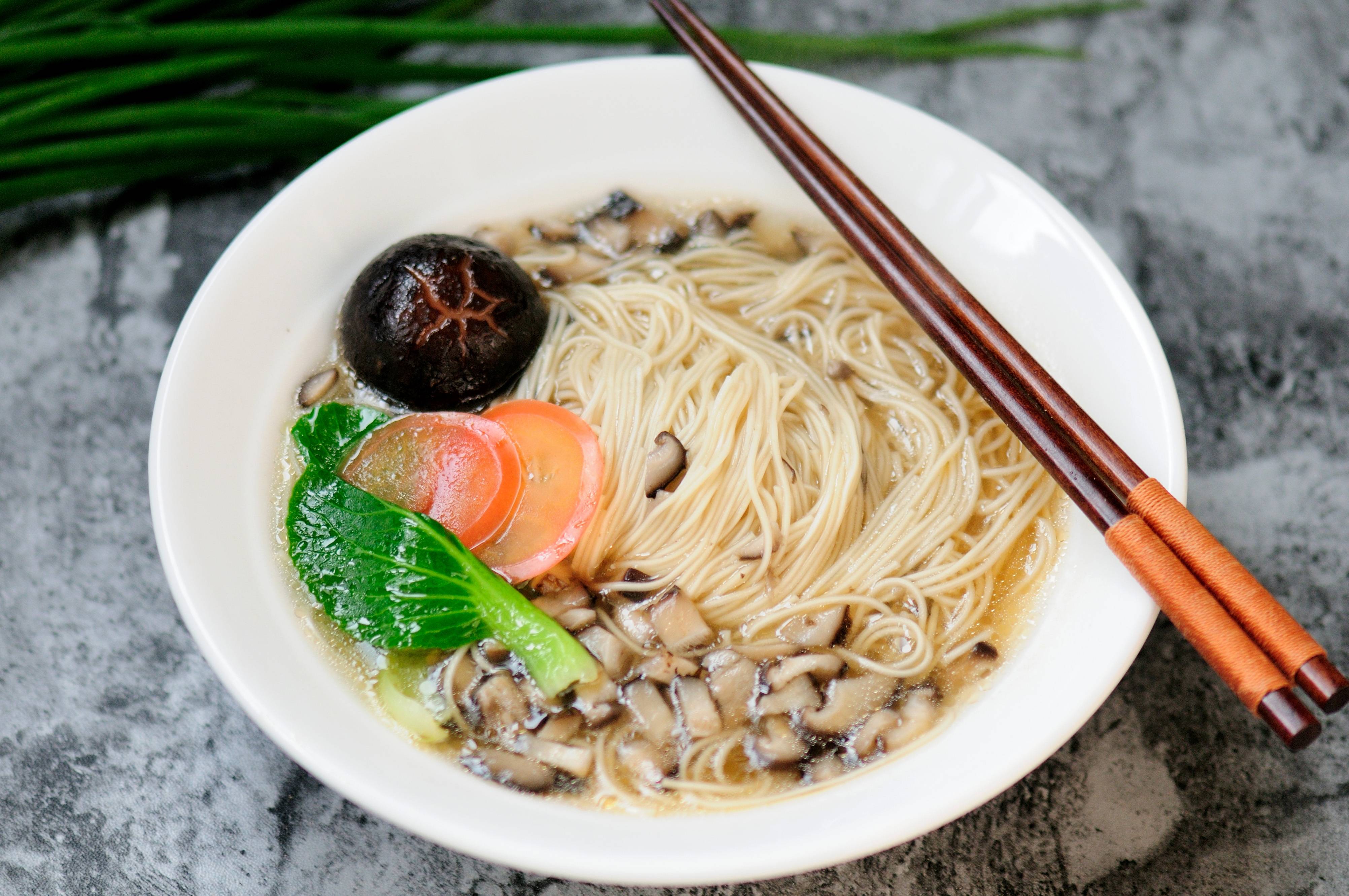 Mushroom soup noodles. You can see the mushrooms and you can taste the deliciousness. This is the re