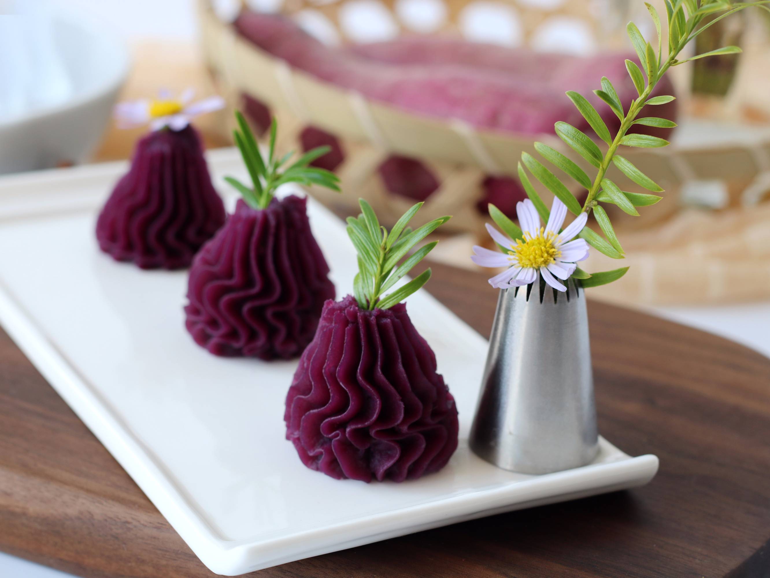 Milky purple sweet potato puree