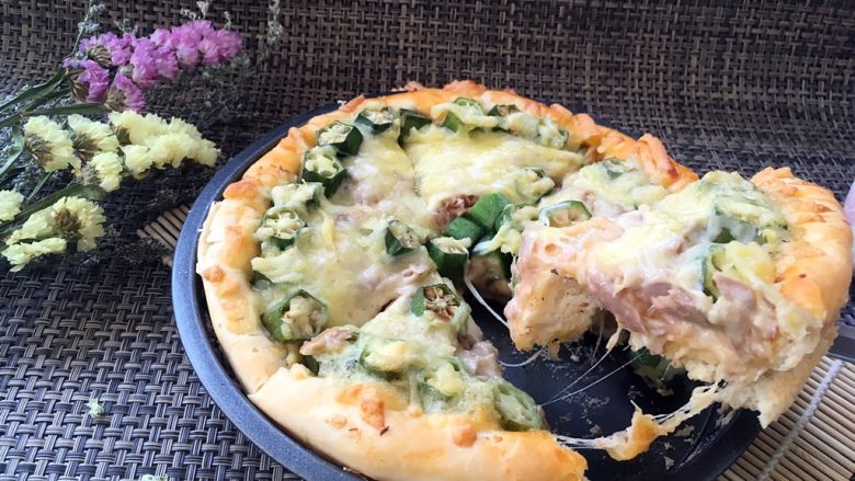 Okra Salmon Pizza