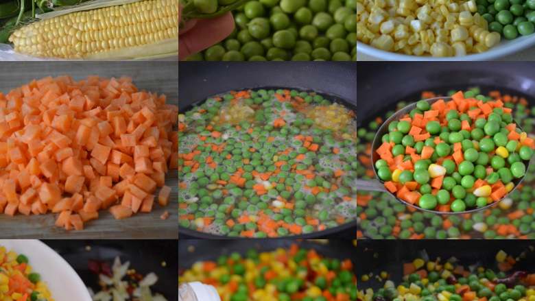 Three-color fried peas