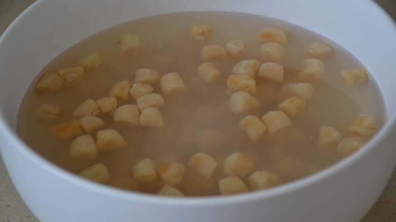 Scallop, corn and radish soup