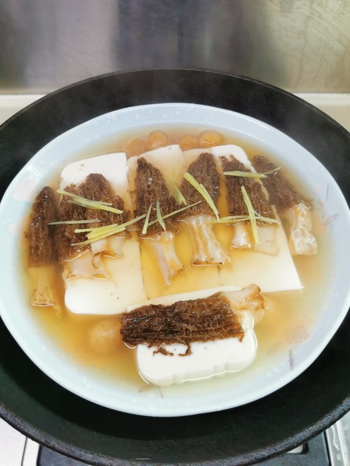 Steamed Tofu with Morels