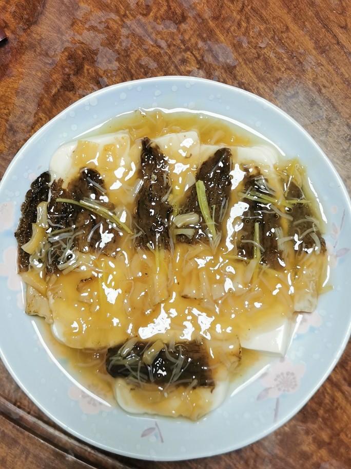 Steamed Tofu with Morels