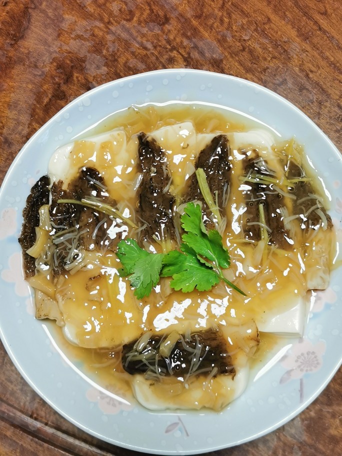 Steamed Tofu with Morels