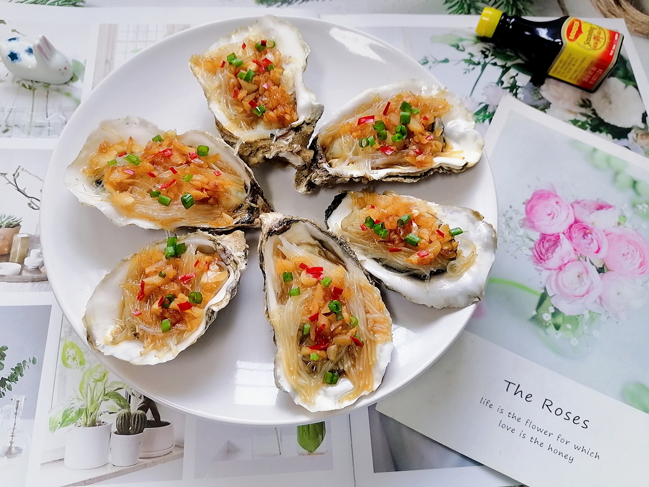 Steamed oysters with garlic vermicelli