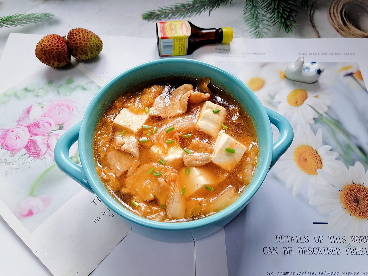 Spicy Cabbage and Tofu Soup