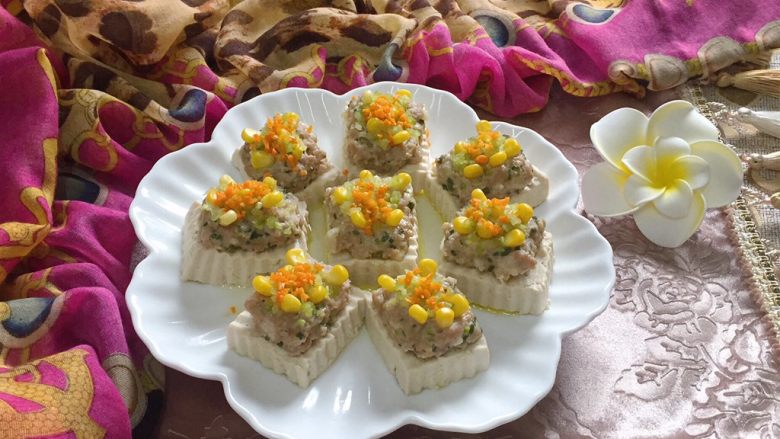 Eat tofu~Steamed tofu with minced meat