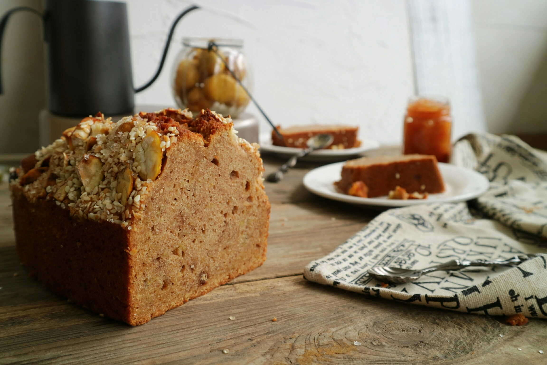 Home has oven #chestnut banana pound cake#