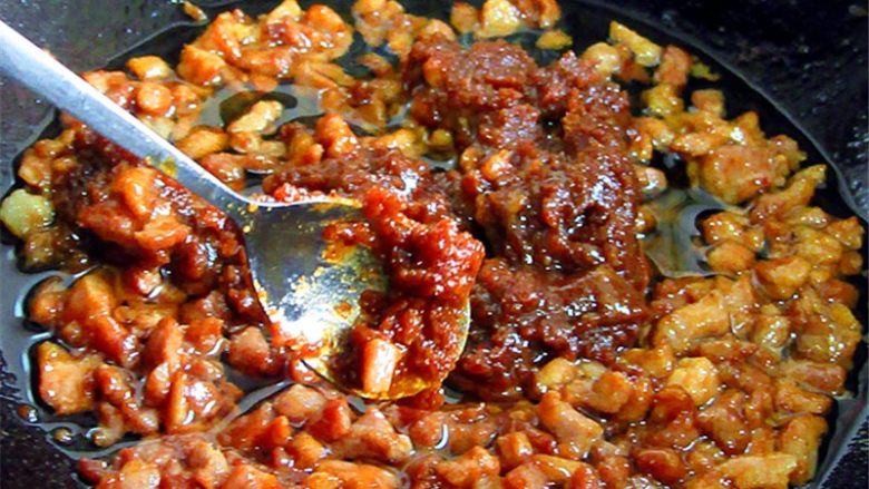 Homemade Shacha Minced Pork Sauce as an appetizer for rice