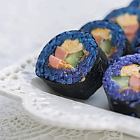 Healing Mediterranean blue butterfly pea flower seaweed rice + sushi combo Illustration of how to do it 20