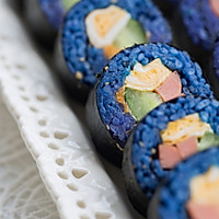 Healing Mediterranean blue butterfly pea flower seaweed rice + sushi double combination Illustration of how to do it 19