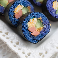 Healing Mediterranean blue butterfly pea flower seaweed rice + sushi double combo Illustration of how to do it 18