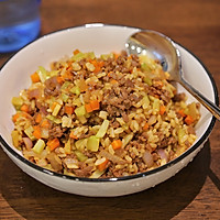 #migrant worker's healthy meal#low calorie and less oil healthy dinner ~ Illustration of how to make fried rice with beef and mixed vegetables 10