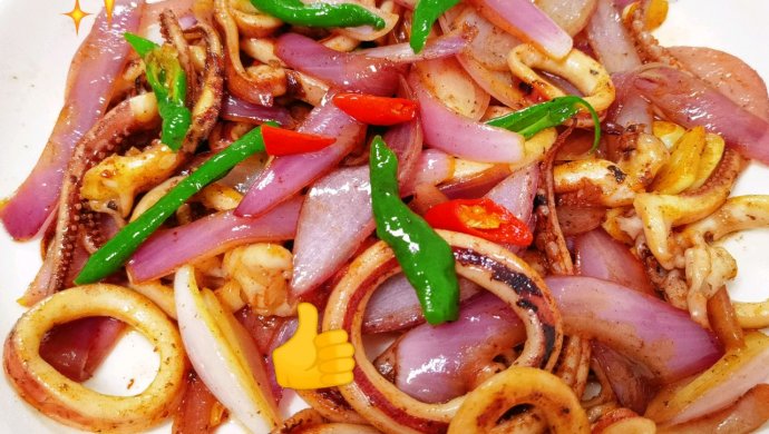 Fried squid with onions