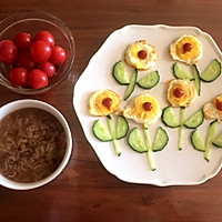 Children's breakfast—illustration of how to make floret omelette 6