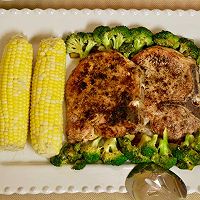 Illustration of how to make quick corn, broccoli and pork chop dinner for office workers 9