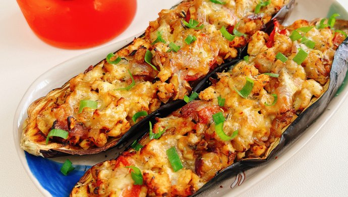 Grilled Eggplant with Chicken and Cheese