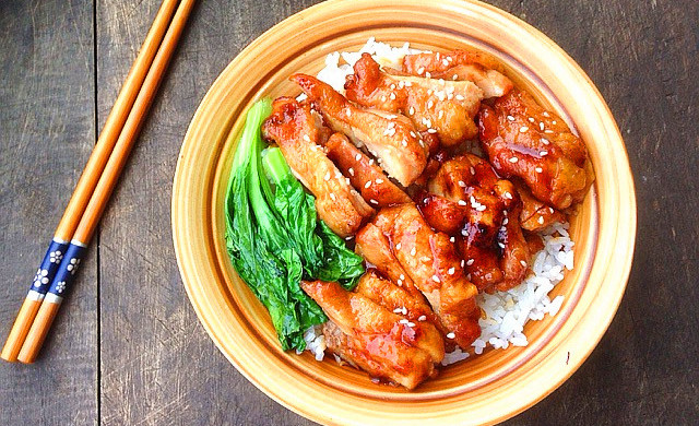 Japanese teriyaki chicken cutlet rice