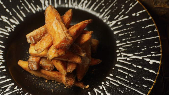 Sweet potato sticks with sweet plums