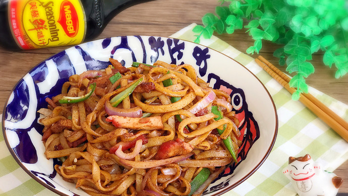 Char siu fried rice noodles