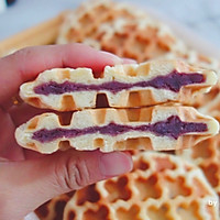 #好吃不火#Illustration of how to make purple sweet potato waffles 14