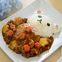 Little Bear Bathing Curry Beef Brisket Rice#currycuteqi# of Illustration of how to do it 10