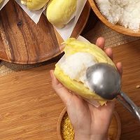 Illustration of how to make Thai dessert snack durian coconut milk glutinous rice 8