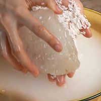 Illustration of how to make Thai dessert snack durian and coconut milk glutinous rice 1