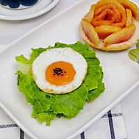 # Combination of Chinese and Western can also be eaten like this#Quick breakfast, cheese eggs Illustration of how to make sandwich burger 3