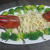 Cheese Baked Boston Lobster with Creamy Mushroom Noodles-Aulon-Honey Illustrations of Taoai nutritionist’s personal chef’s recipes 30