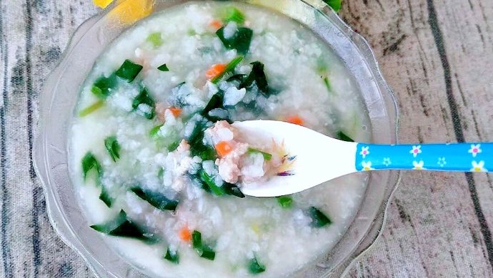 Spinach and lean meat porridge