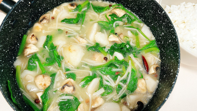 Rice with taro soup