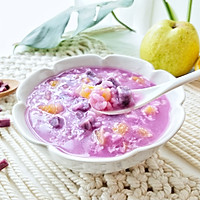 Autumn baby appetizer: purple sweet potato fruit porridge recipe illustration 6 