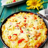 A great place to eat leftover rice—Illustration of how to make seafood rice pizza 17