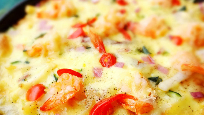 Seafood rice pizza