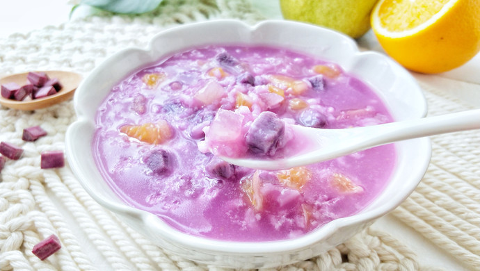 Purple sweet potato fruit porridge