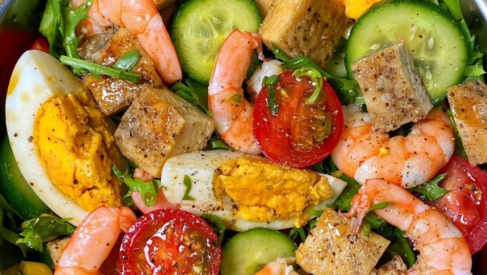 Chicken breast and shrimp salad