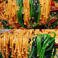 Low fat and low calorie, super enjoyable spinach mixed with enoki mushrooms. Illustration of how to do it 12