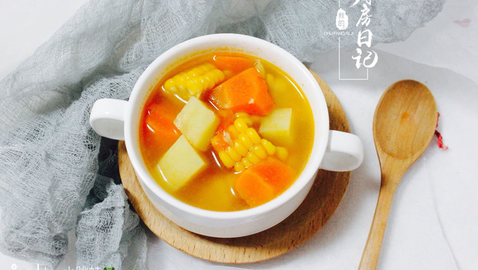 Potato, carrot and corn soup