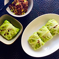 Cabbage with rice (with broccoli stems, no waste method)—— Illustration of vegetarian food for one person 11