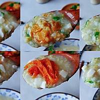 Illustration of how to make vegetable, salted egg and glutinous rice porridge 7