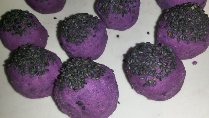 [Flourless version] Purple sweet potato, cheese and sesame balls (new style New Year’s Eve dessert~w